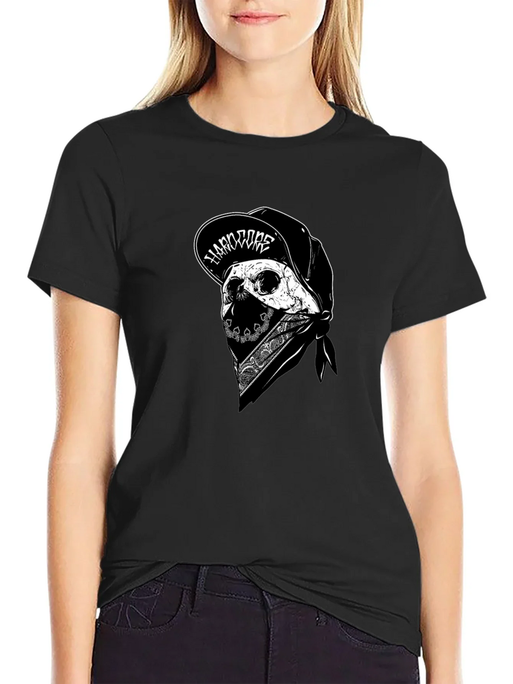Skull Bandana Black Graphic Tee
