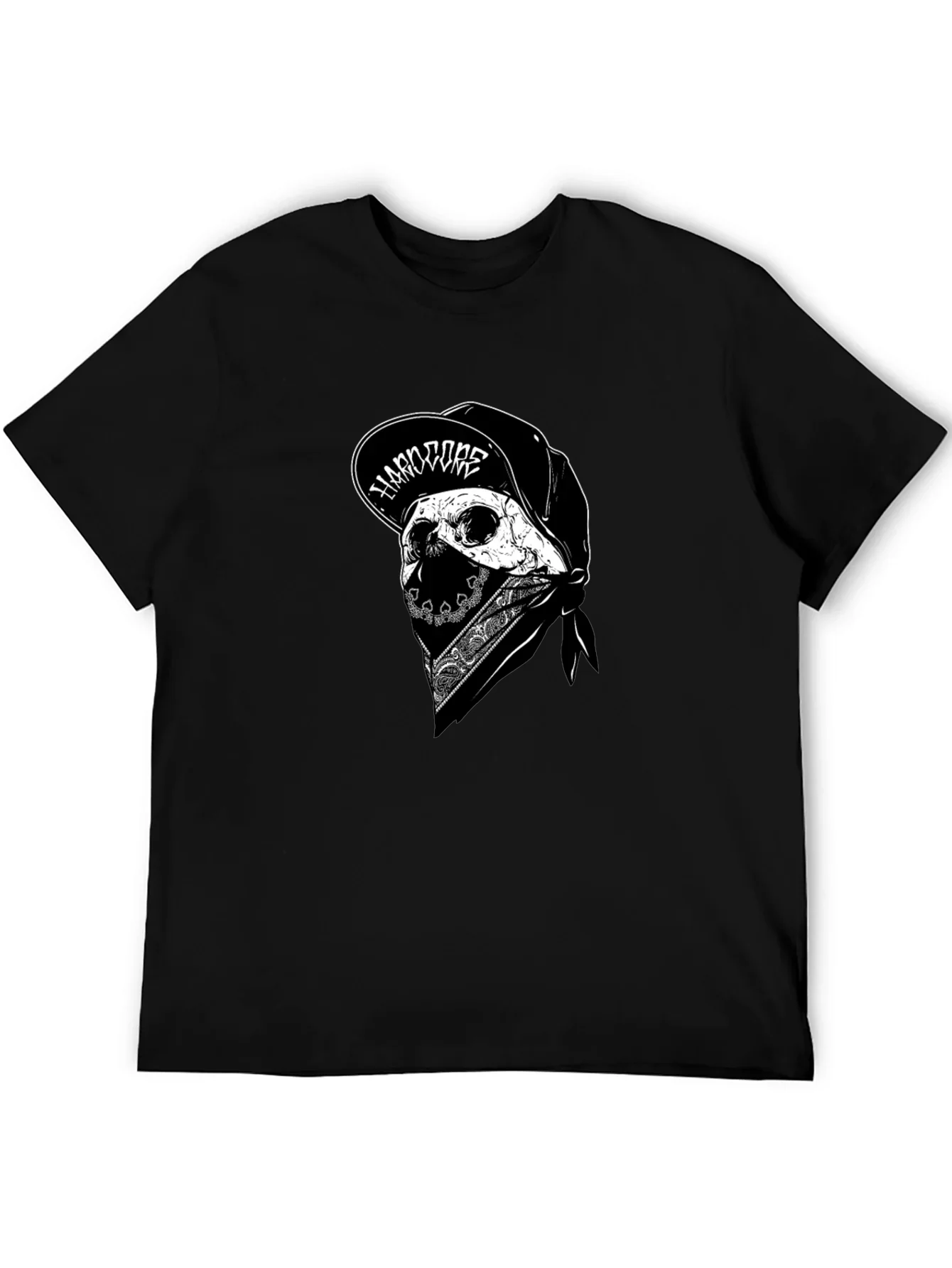 Skull Bandana Black Graphic Tee