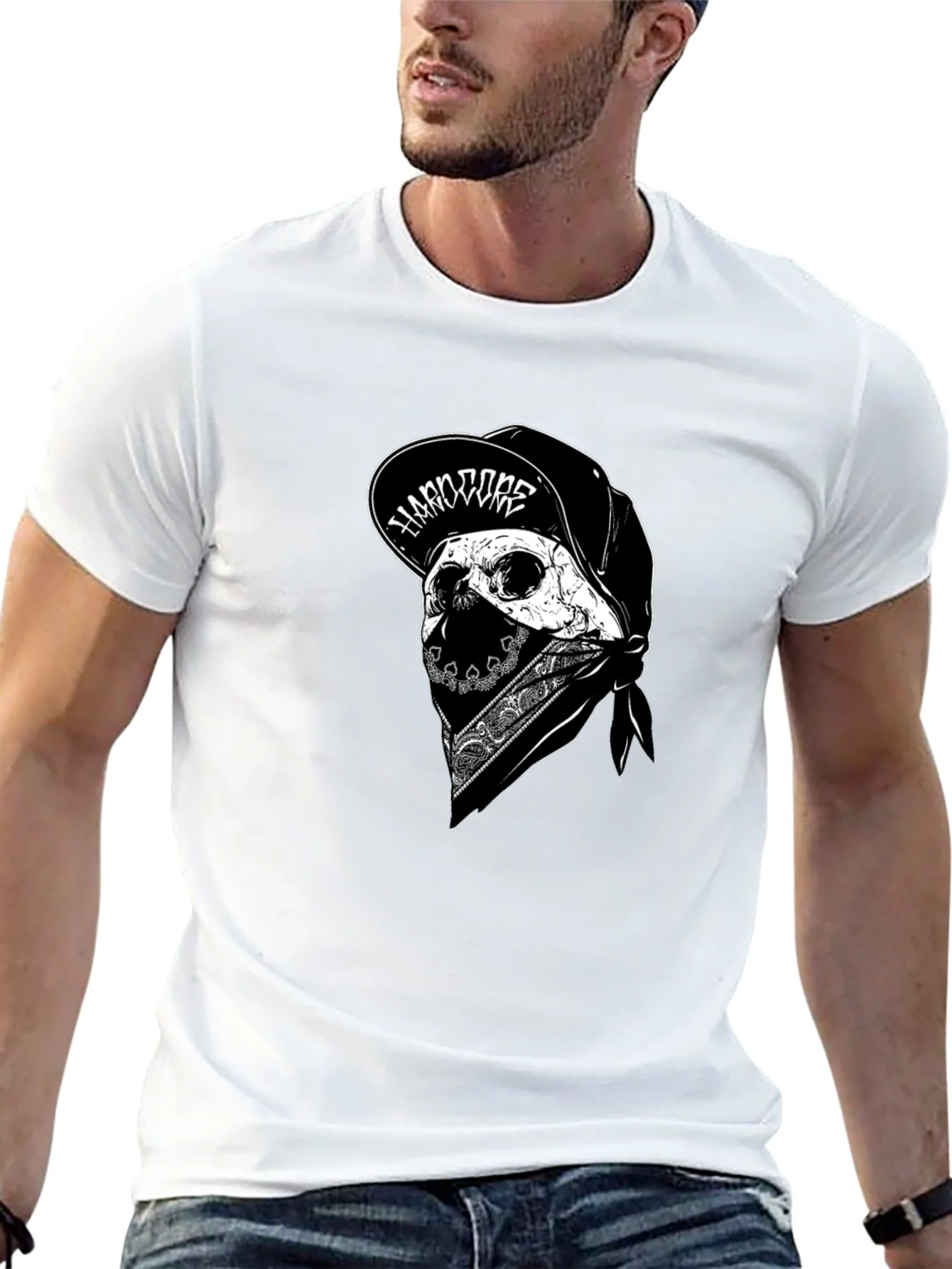 Skull Bandana Black Graphic Tee