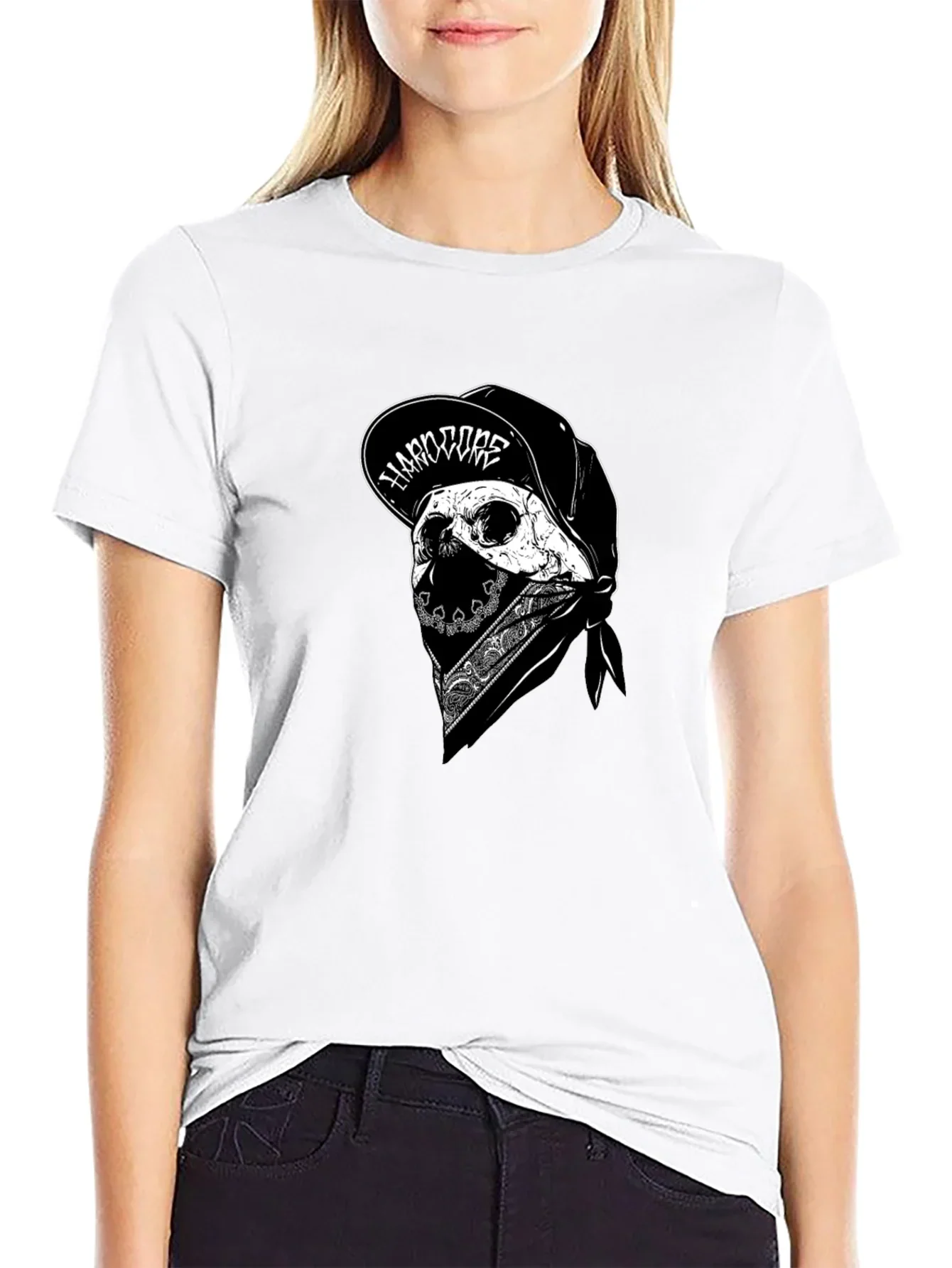 Skull Bandana Black Graphic Tee