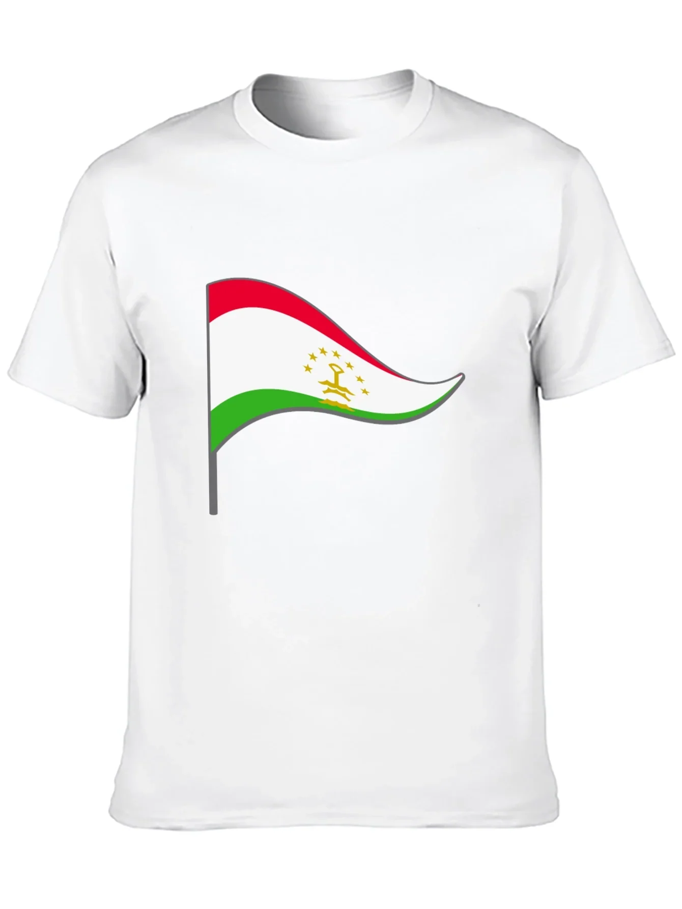 Tajikistan Flag Graphic Tee - Black Cotton Shirt
