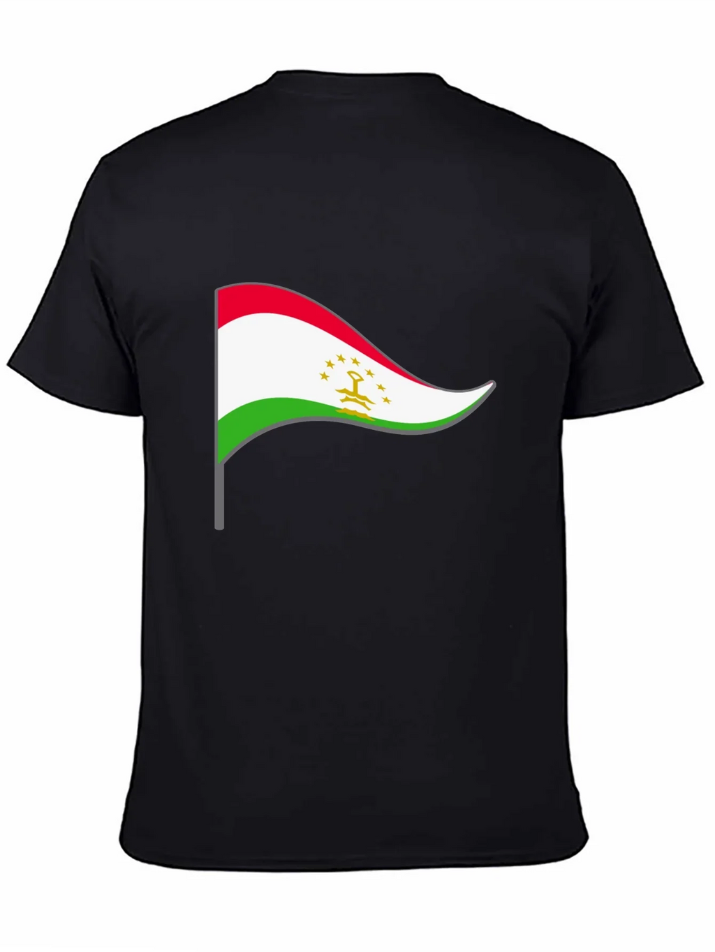 Tajikistan Flag Graphic Tee - Black Cotton Shirt