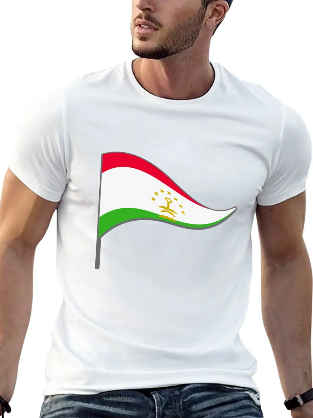 Tajikistan Flag Graphic Tee - Black Cotton Shirt