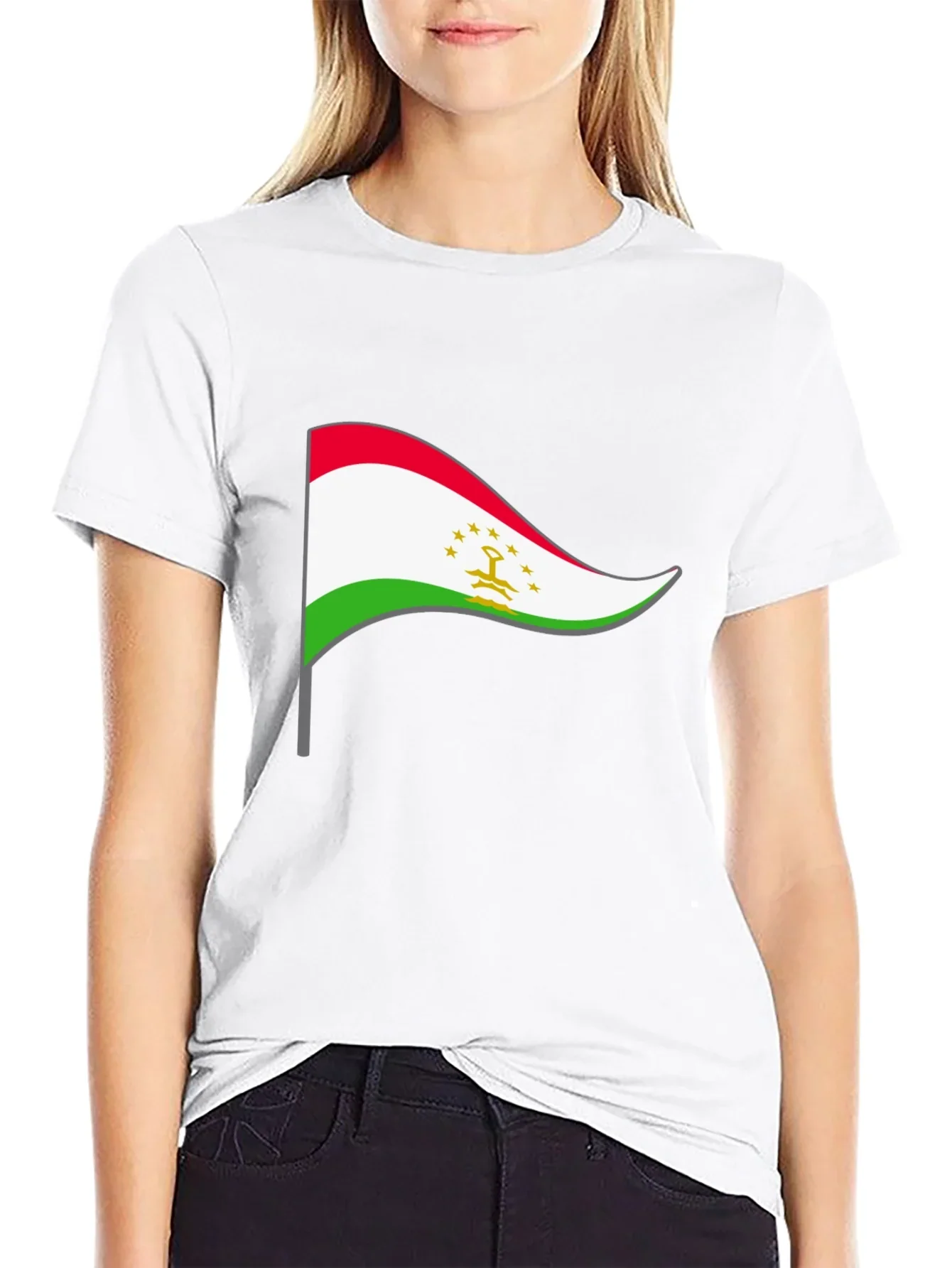 Tajikistan Flag Graphic Tee - Black Cotton Shirt