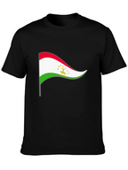 Tajikistan Flag Graphic Tee - Black Cotton Shirt