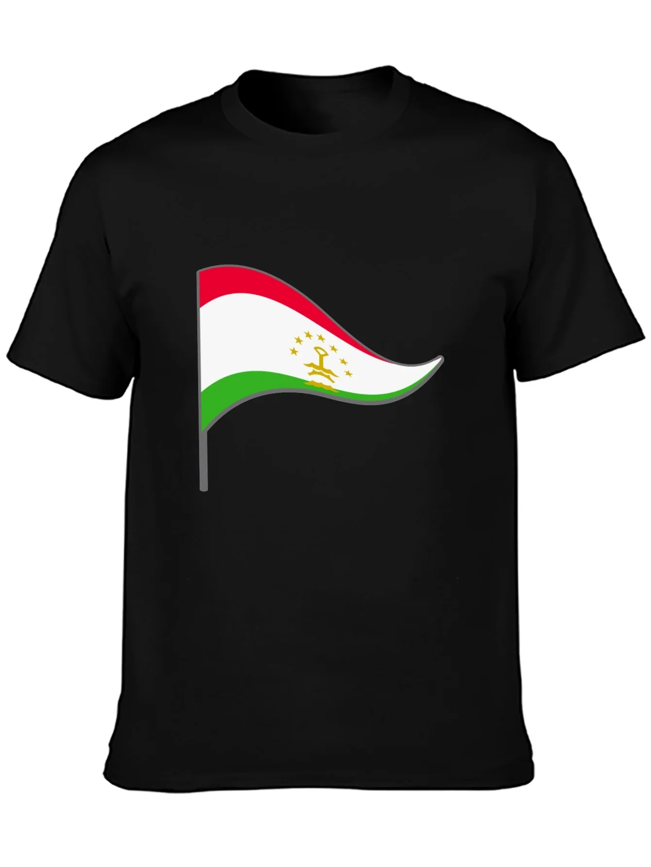 Tajikistan Flag Graphic Tee - Black Cotton Shirt
