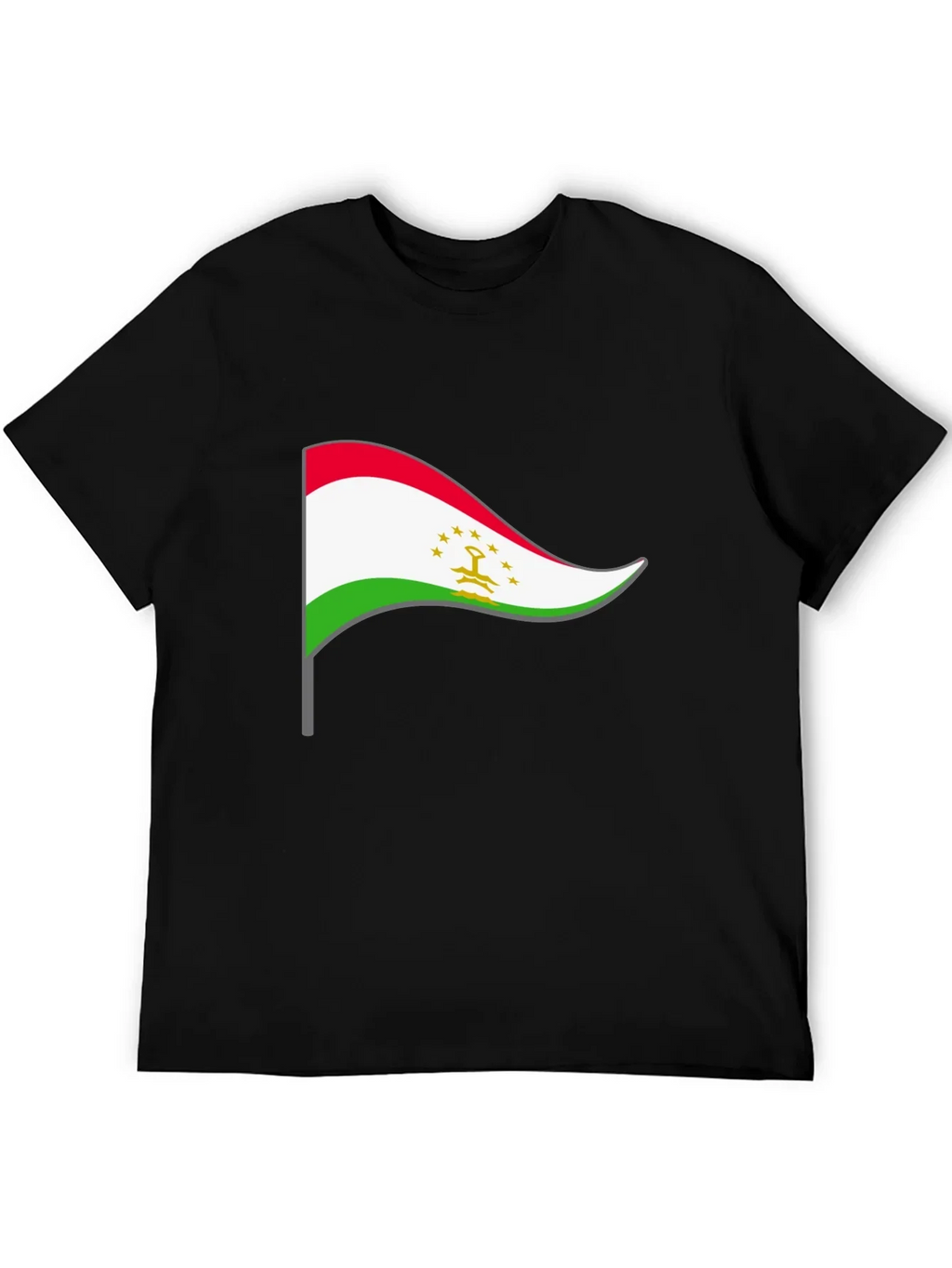 Tajikistan Flag Graphic Tee - Black Cotton Shirt