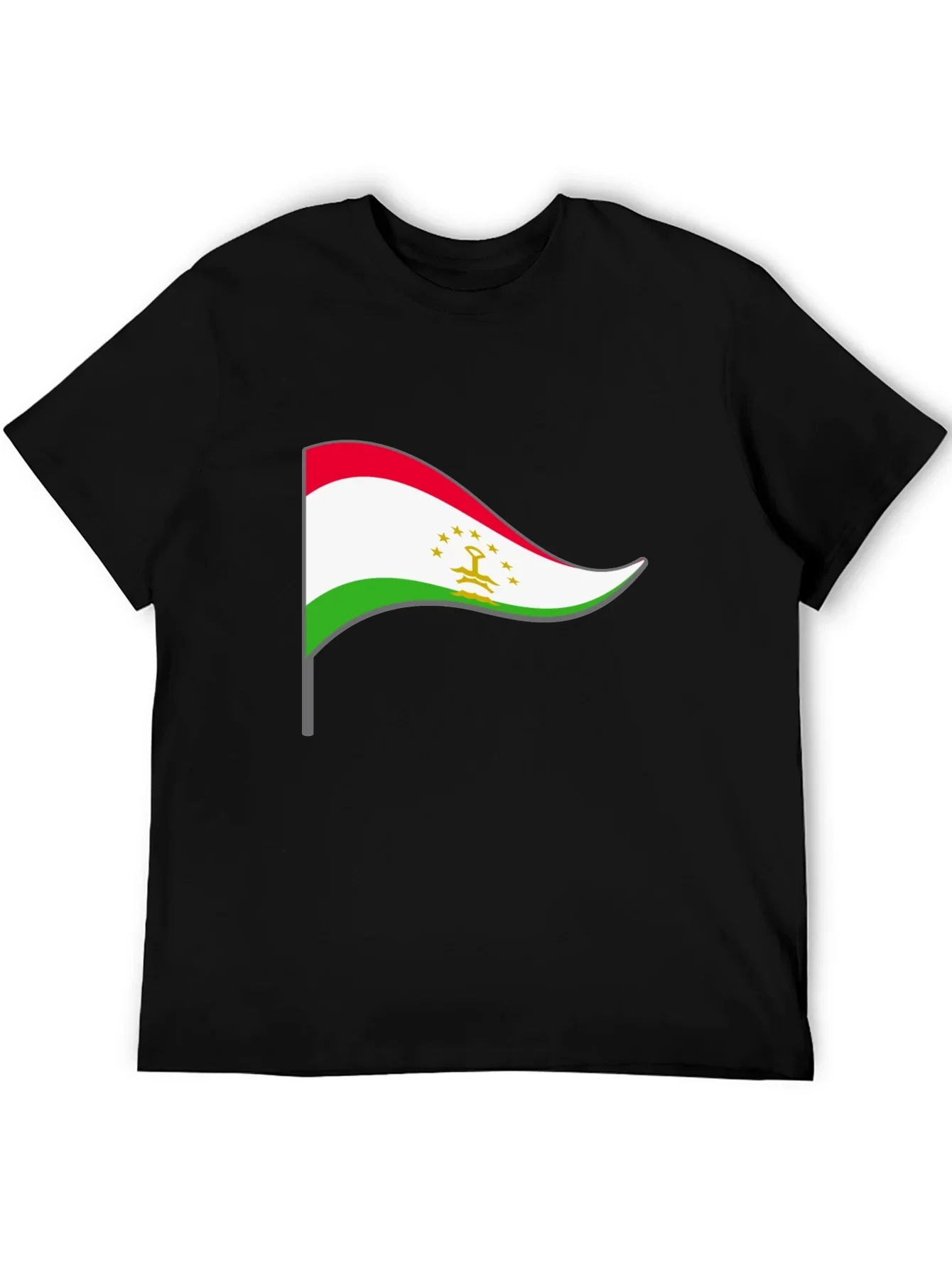Tajikistan Flag Graphic Tee - Black Cotton Shirt