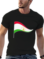 Tajikistan Flag Graphic Tee - Black Cotton Shirt