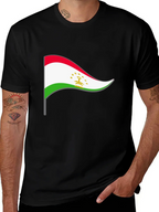 Tajikistan Flag Graphic Tee - Black Cotton Shirt