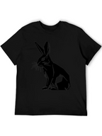 Geometric Rabbit Print Black T-Shirt