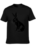 Geometric Rabbit Print Black T-Shirt