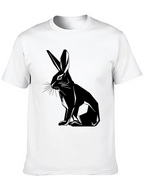 Geometric Rabbit Print Black T-Shirt
