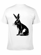 Geometric Rabbit Print Black T-Shirt