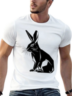 Geometric Rabbit Print Black T-Shirt