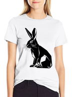 Geometric Rabbit Print Black T-Shirt