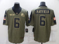 Men's Cleveland Browns Baker Mayfield #6 Olive Game Player Jersey1