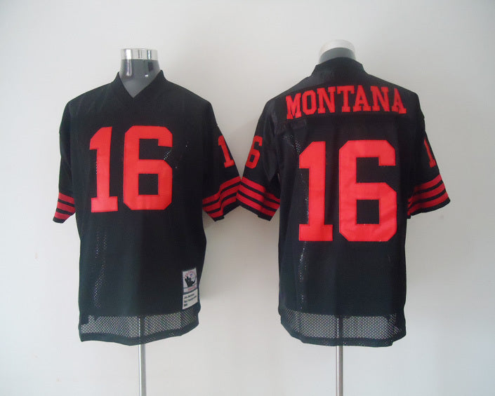 Men's San Francisco 49ers Joe Montana  Black Legacy Replica Player Jersey1