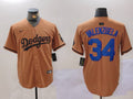 Men's Los Angeles Dodgers Fernando Valenzuela #34 Brown Game Player Jersey1