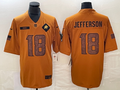 Men's Minnesota Vikings Justin Jefferson #18 Brown 2023 Salute To Service Limited Jersey1