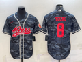 Men's San Francisco 49ers Steve Young #8 Grey Camouflage Game Jersey1 Joint Edition