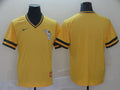 Men's Oakland Athletics Gold Blank Cooperstown Collection Mesh Batting Practice Jersey1