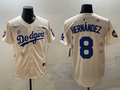 Men's Los Angeles Dodgers Enrique Hernandez #8 Cream Alternate Replica Player Jersey1