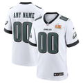 Men's Philadelphia Eagles Nike Midnight White Super Bowl LIX Custom Game Jersey