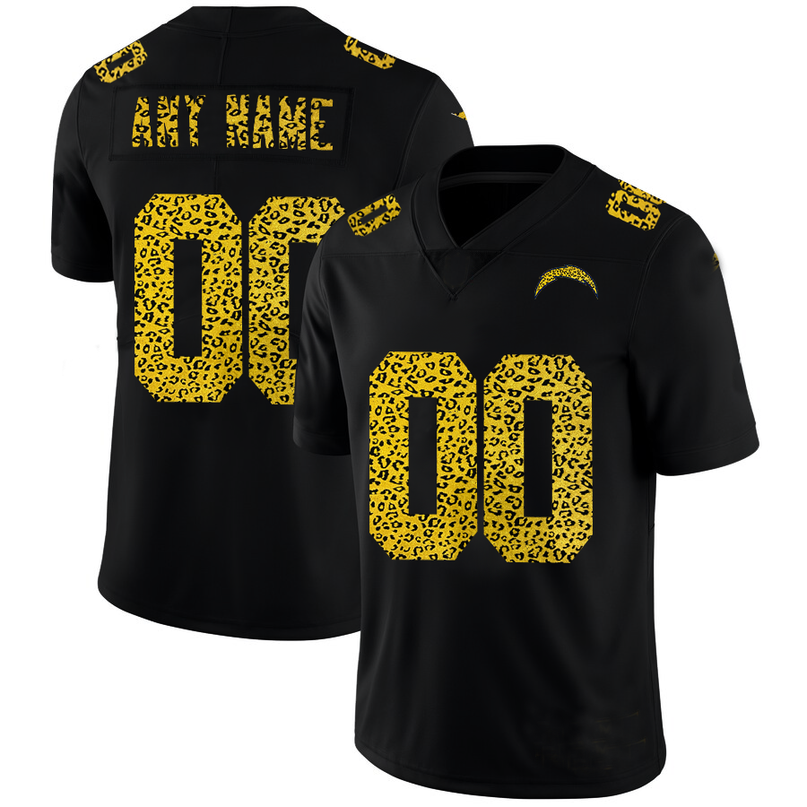 Custom1 Los Angeles Chargers Leopard Print Fashion Vapor Limited Jersey1 Black Stitched American Football Jerseys