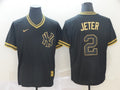 Men's New York Yankees Derek Jeter #2 Black Replica Player Jersey1