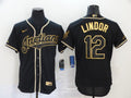 Men's Cleveland Guardians Francisco Lindor #12 Black Replica Player Jersey1