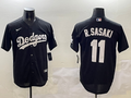 Men's Los Angeles Dodgers Roki Sasaki #11 Black Replica Game Jersey1
