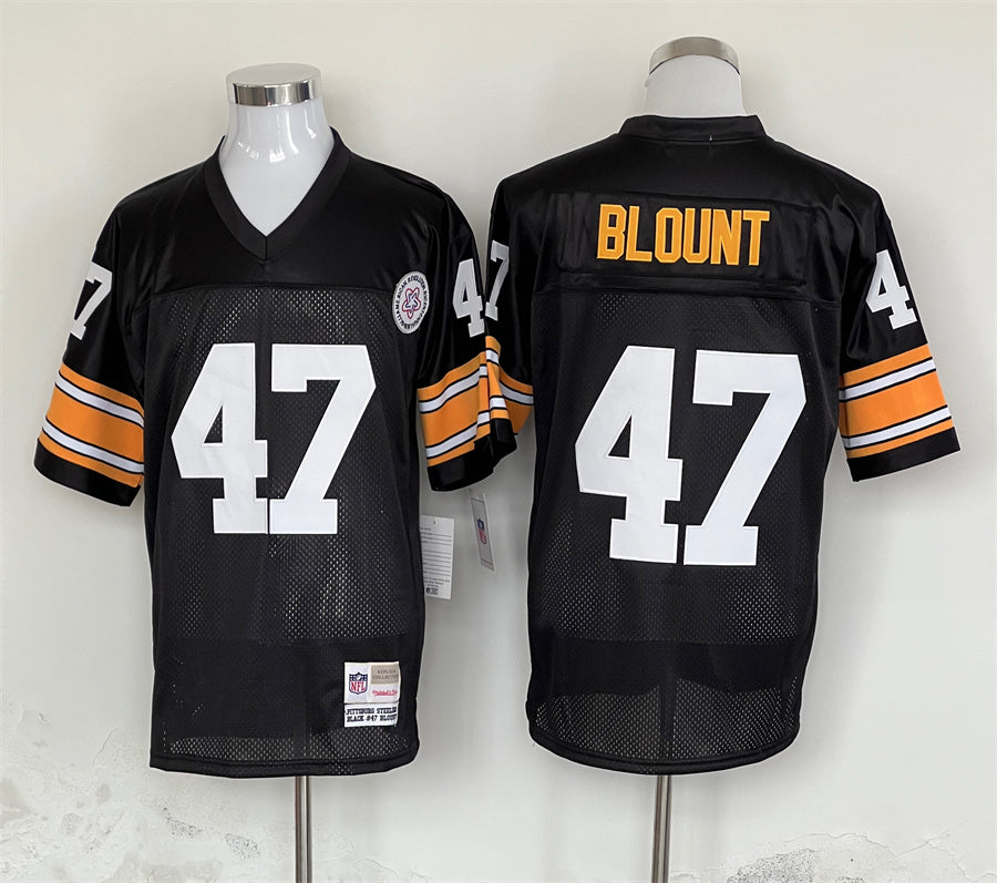 Men's Pittsburgh Steelers Mel Blount  Black Legacy Replica Jersey1