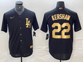 Men's Los Angeles Dodgers Clayton Kershaw #22 Black Limited Player Jersey1