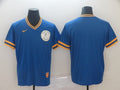 Men's Milwaukee Brewers Blue Road Cooperstown Collection Blank Jersey1