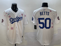 Men's Los Angeles Dodgers Mookie Betts #50 White Alternate Replica Player Jersey1