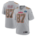 Men's Kansas City Chiefs Travis Kelce #87 Gray Super Bowl LVII Patch Atmosphere Fashion Game Jersey1