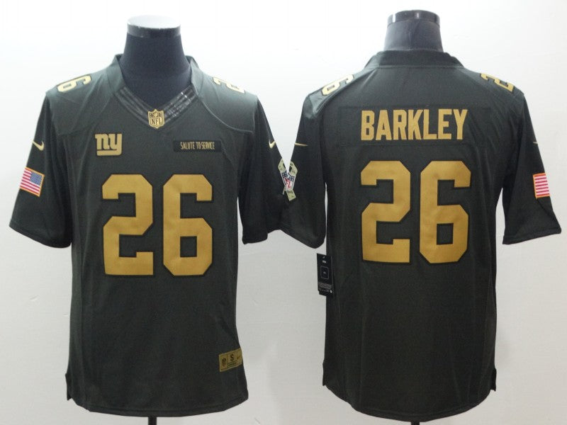 Men's New York Giants Saquon Barkley #26 Army Green Game Jersey1