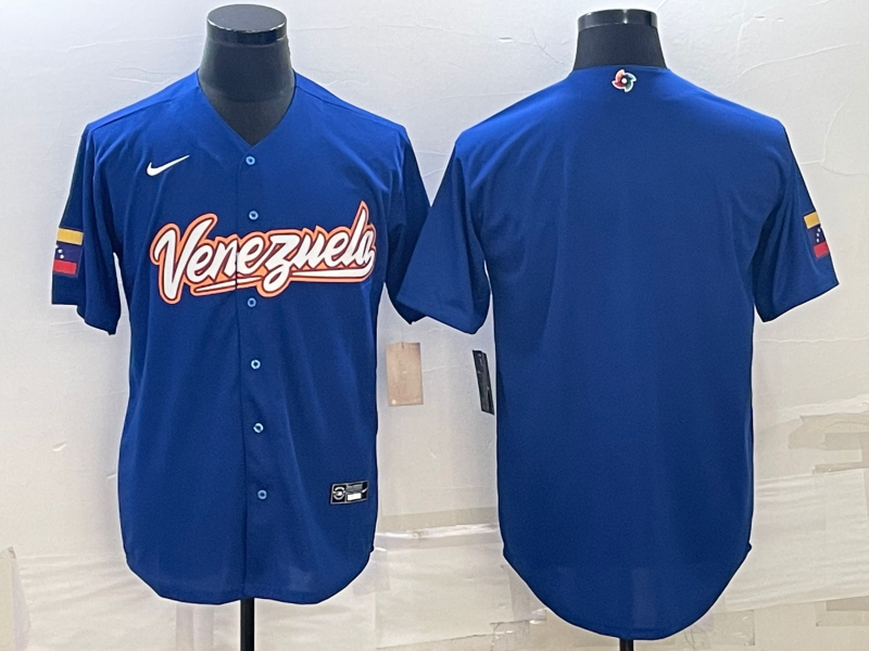 Men's 2023 World Baseball Classic Venezuela Blue Blank Jersey1