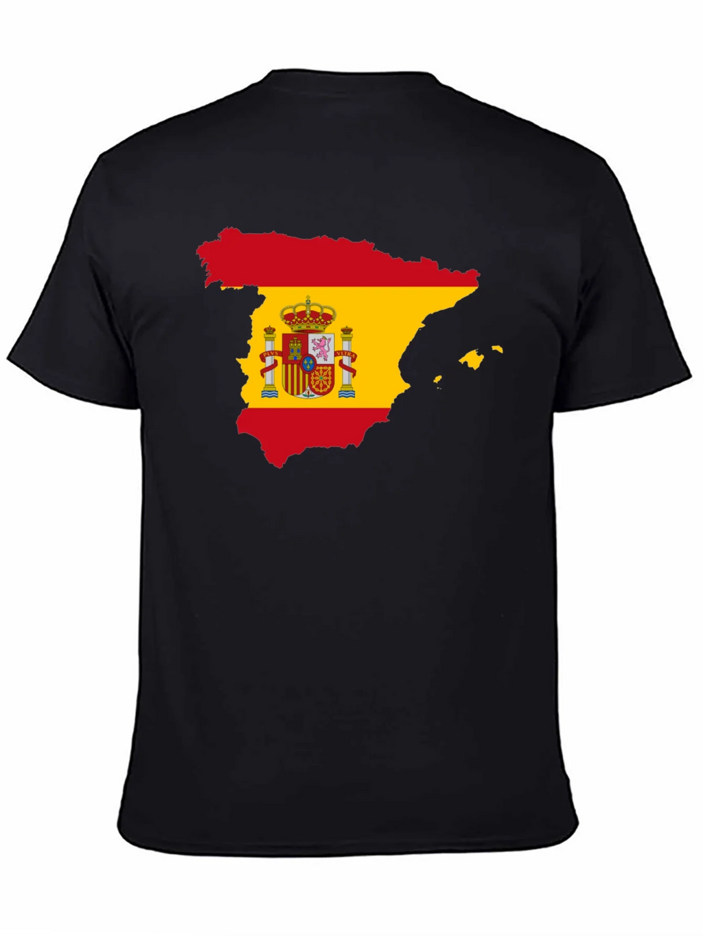 Spain Flag Map T-Shirt - Black Crew Neck Tee