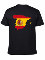Spain Flag Map T-Shirt - Black Crew Neck Tee