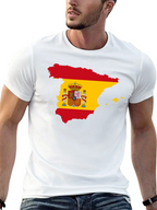 Spain Flag Map T-Shirt - Black Crew Neck Tee