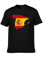 Spain Flag Map T-Shirt - Black Crew Neck Tee