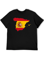 Spain Flag Map T-Shirt - Black Crew Neck Tee