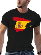 Spain Flag Map T-Shirt - Black Crew Neck Tee