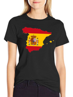 Spain Flag Map T-Shirt - Black Crew Neck Tee