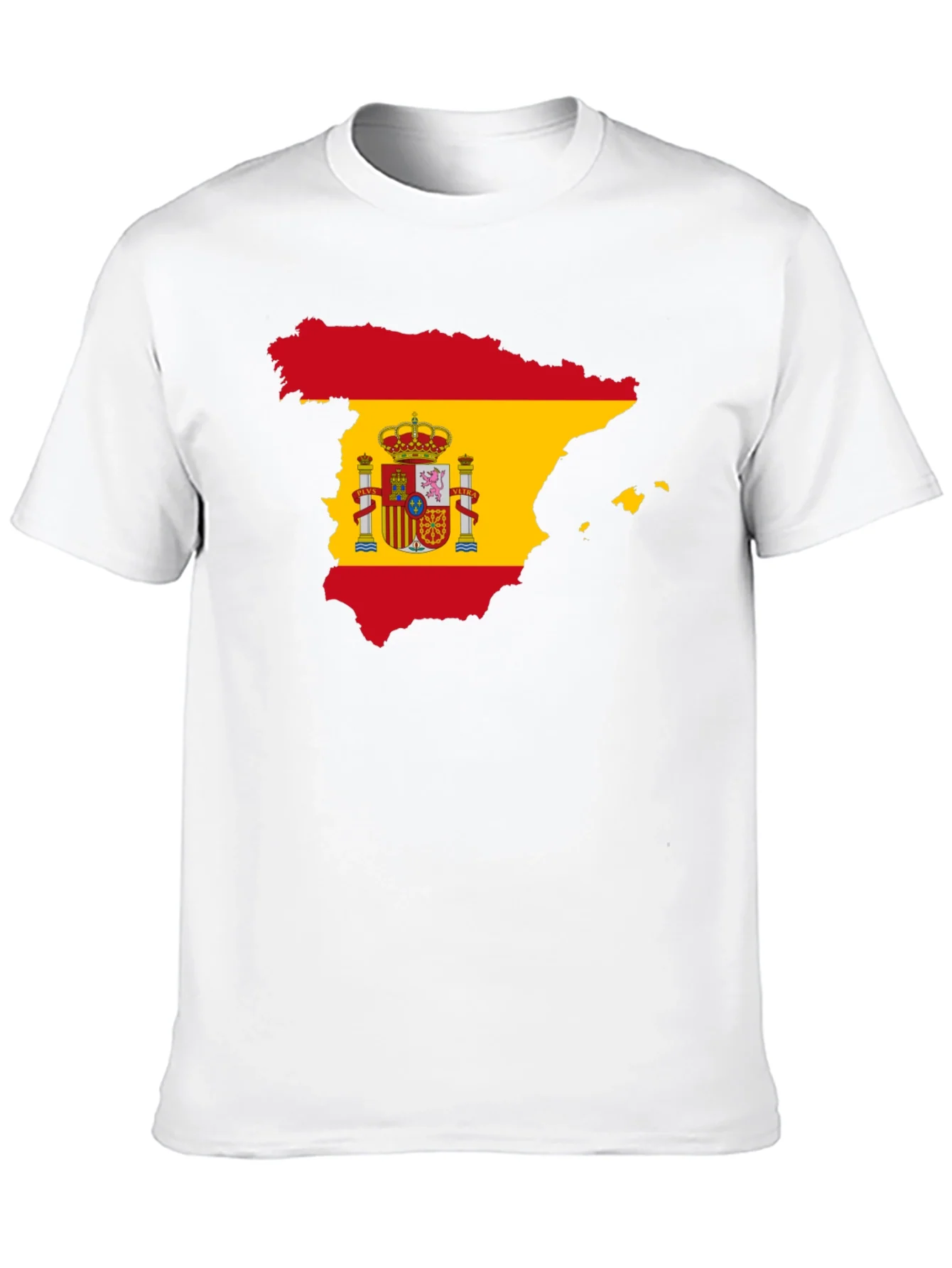 Spain Flag Map T-Shirt - Black Crew Neck Tee