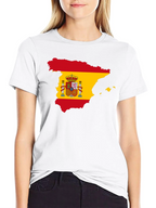 Spain Flag Map T-Shirt - Black Crew Neck Tee