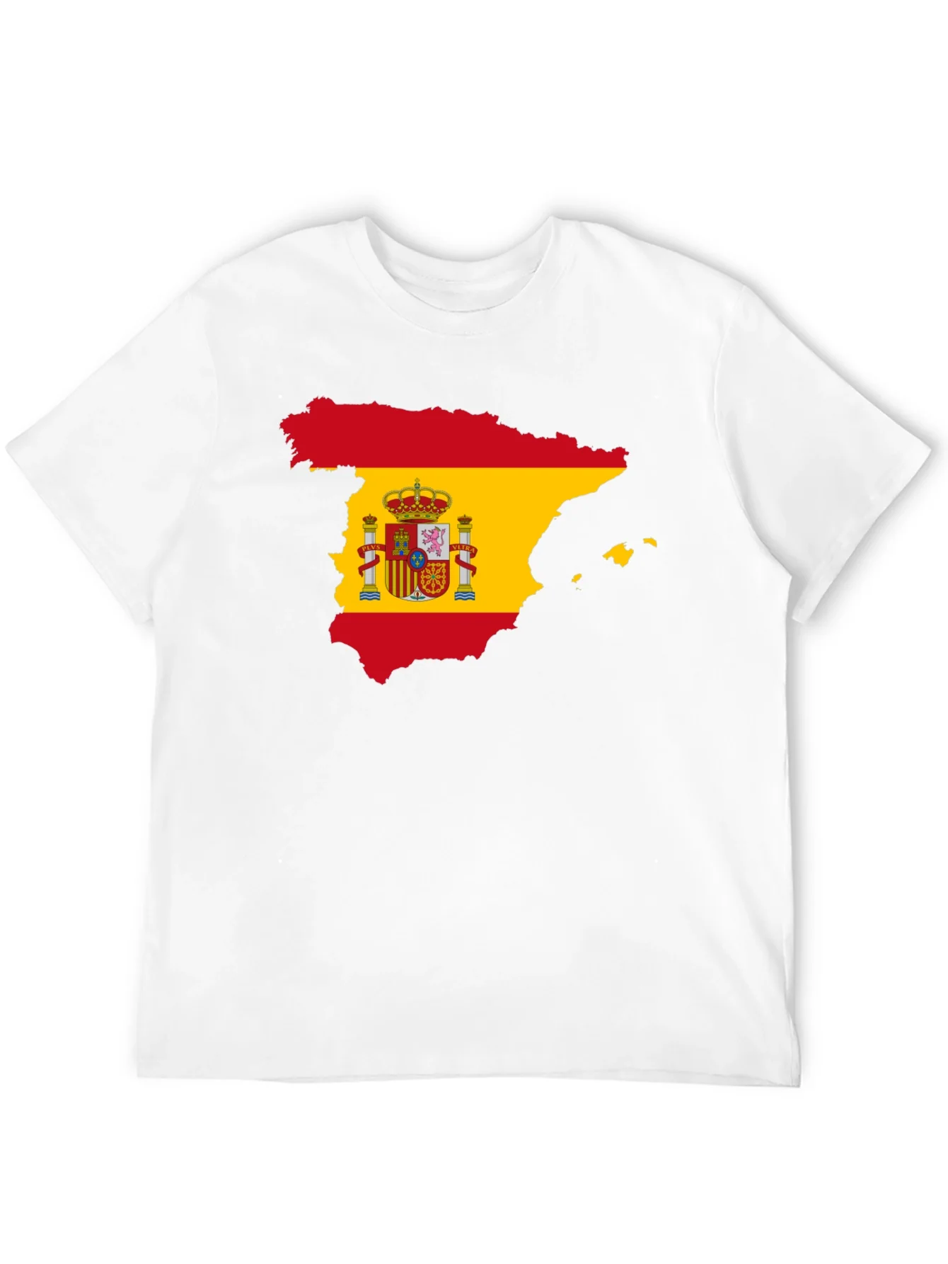 Spain Flag Map T-Shirt - Black Crew Neck Tee