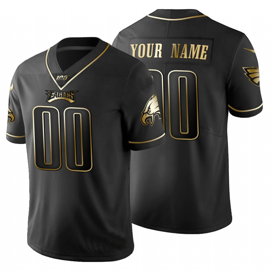 Custom1 Philadelphia Eagles Black Golden Limited 100 Jersey1 Stitched American Football Jerseys
